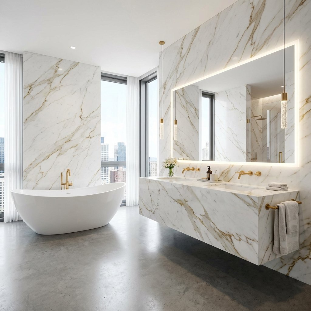 Banheiro Moderno com Mármore
